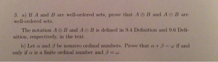 3. A) If A And B Are Well-ordered Sets, Prove That A | Chegg.com