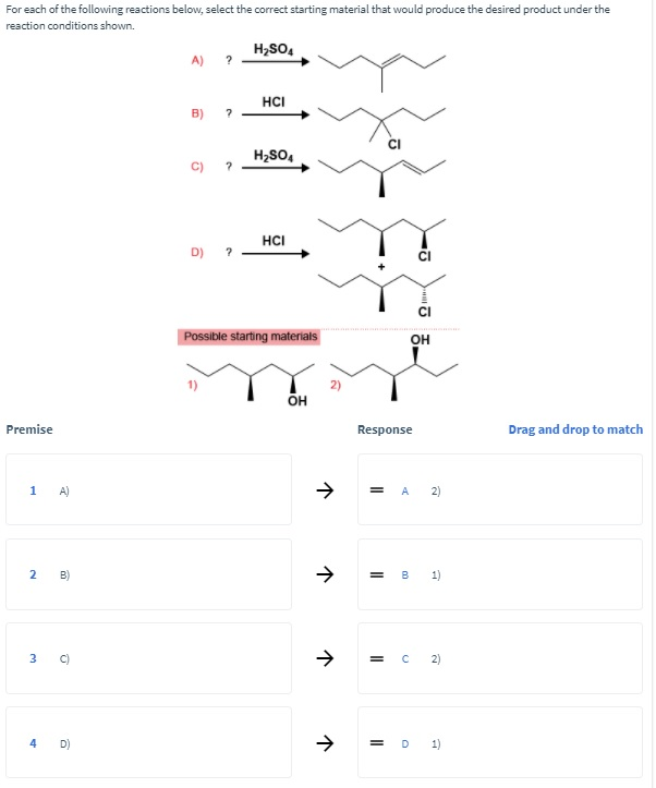 Solved For each of the following reactions below, select the | Chegg.com