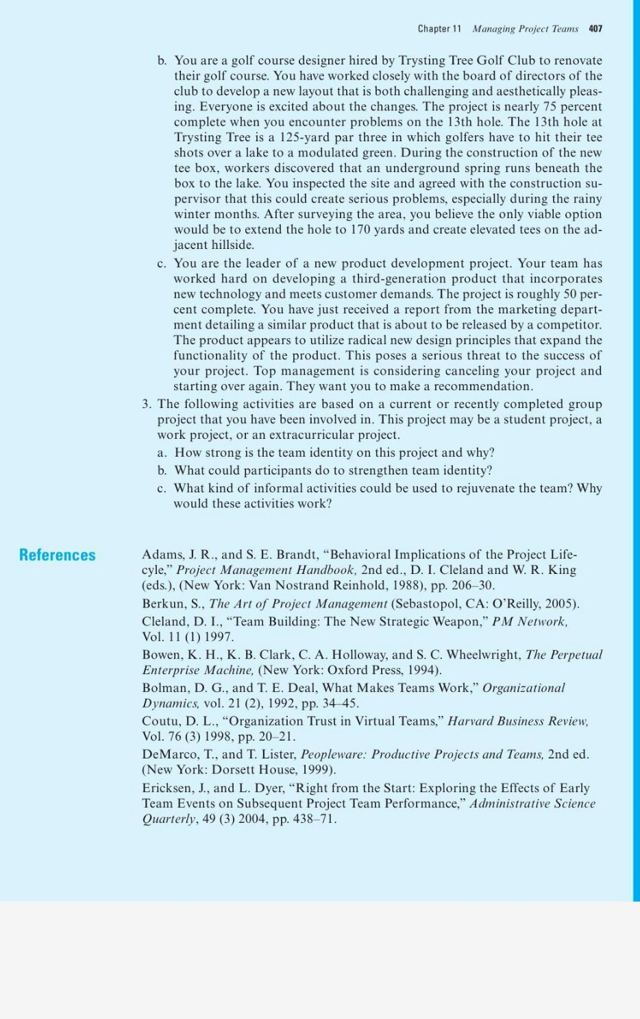 Solved 406 Chapter 11 Managing Project Teams Key Terms | Chegg.com