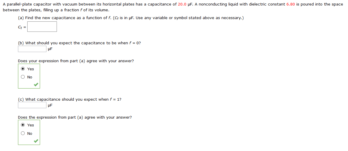 Solved A parallelplate capacitor with vacuum between its
