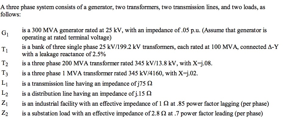 Solved A three phase system consists of a generator, two | Chegg.com