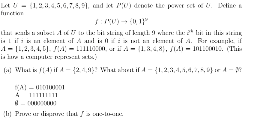 Solved Let U = {1, 2, 3, 4, 5, 6, 7, 8,9), And Let P(U) | Chegg.com