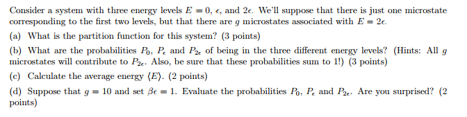 Solved Consider a system with three energy levels E 0, , and | Chegg.com