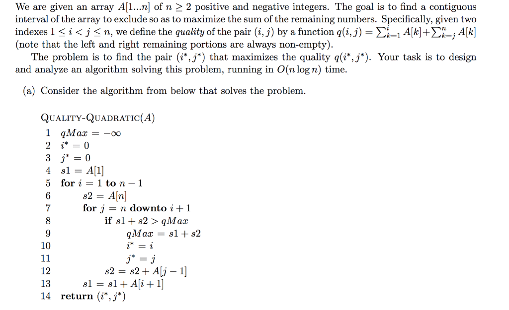 We are given an array A[1...n] of n 2 2 positive and | Chegg.com