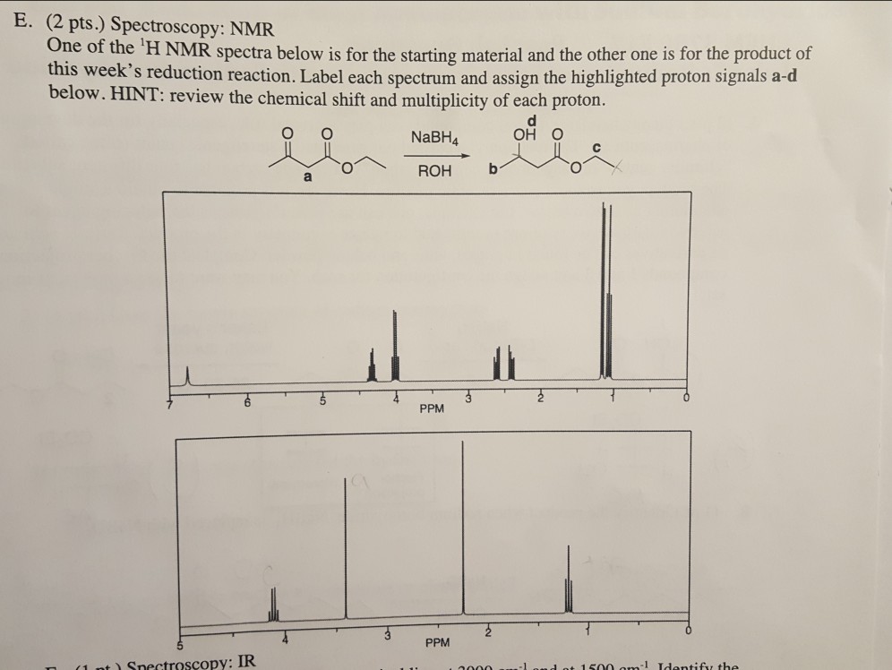 Solved E. (2 pts.) Spectroscopy: NMR One of the 'H NMR | Chegg.com