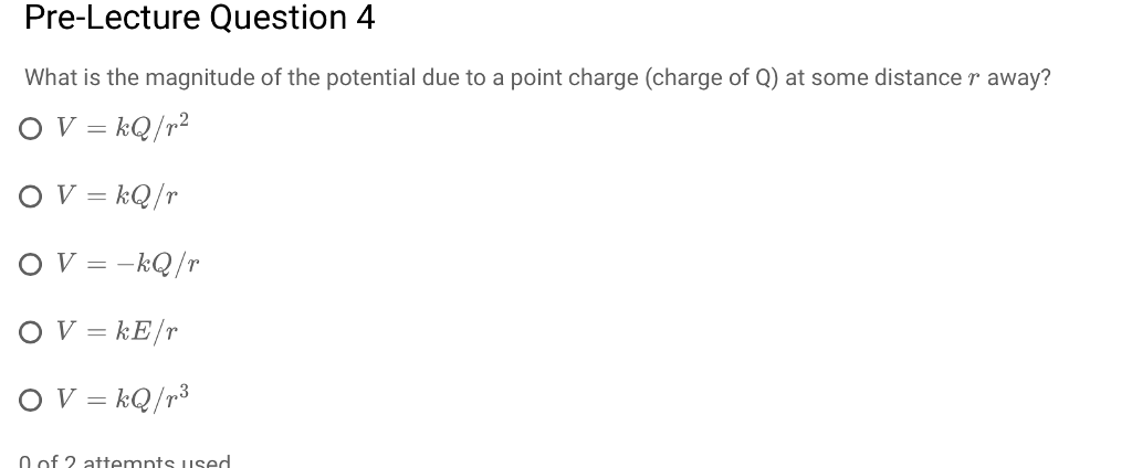 V Kq R Solved Pre-Lecture Question 4 What is the magnitude of the | Chegg.com