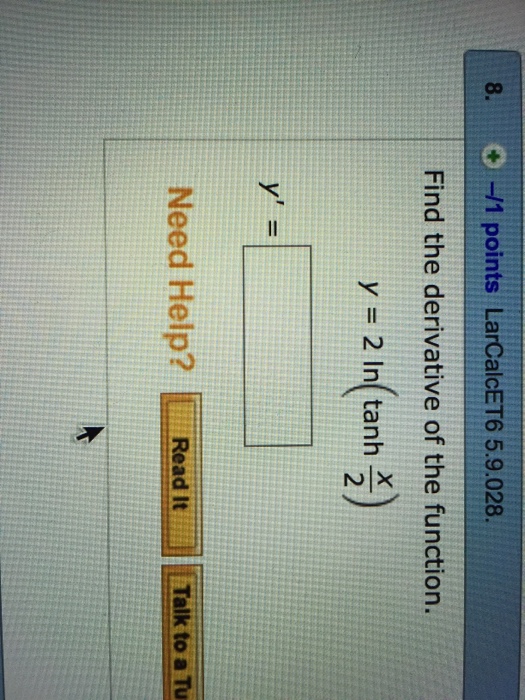 find the derivative of y ln tanh x4 )