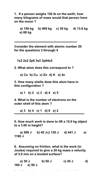 Solved If a person weighs 150 lb on the earth, how many | Chegg.com