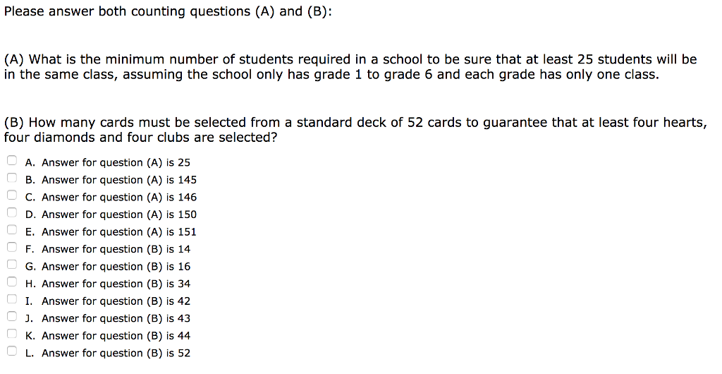 Solved Please answer both counting questions (A) and (B): | Chegg.com