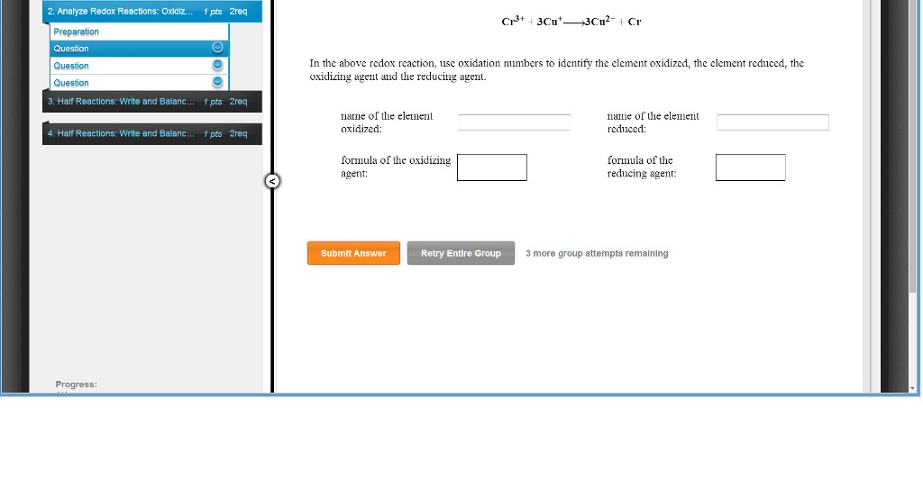 Solved Analyze Redox Reactions: Oxldiz... 1 pts 2req In the | Chegg.com