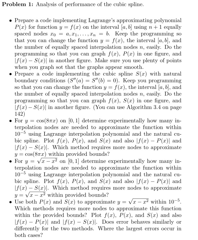 Solved Coding project in numerical analysis. If anything, | Chegg.com