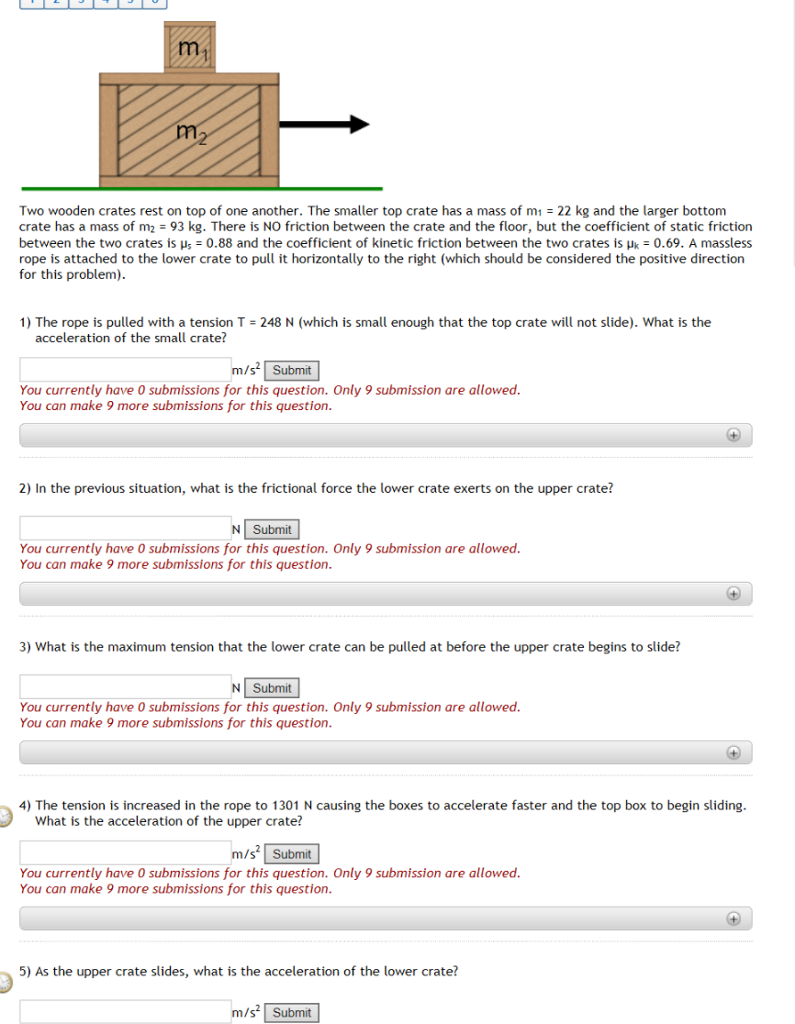 Solved Two wooden crates rest on top of one another. The