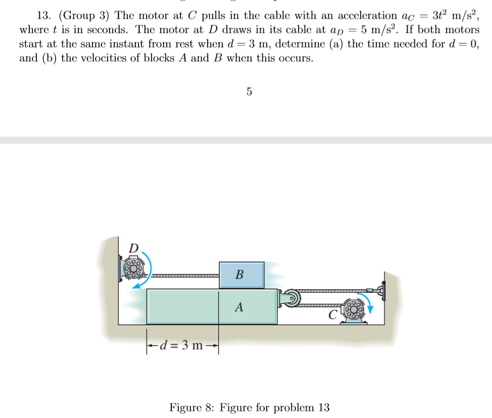 Solved = 3t2 m/s 4, 13. (Group 3) The motor at C pulls in
