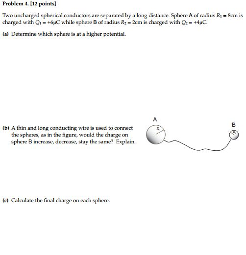 Solved Two Uncharged Spherical Conductors Are Separated By A | Chegg.com