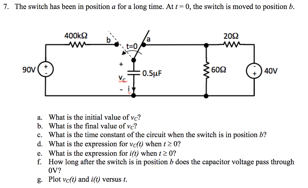Solved The switch has been in position a for a long time. At