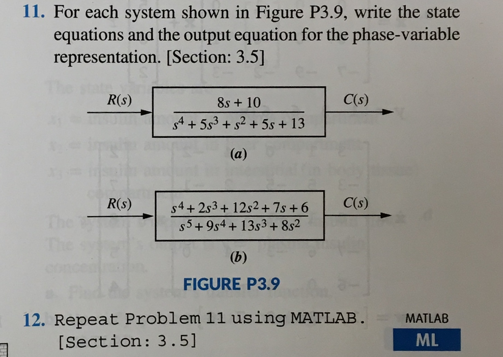 Solved 11. For each system shown in Figure P3.9, write the | Chegg.com