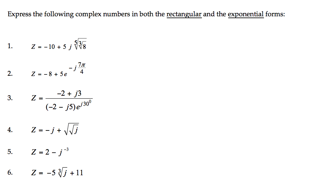 Solved Express the following complex numbers in both the | Chegg.com