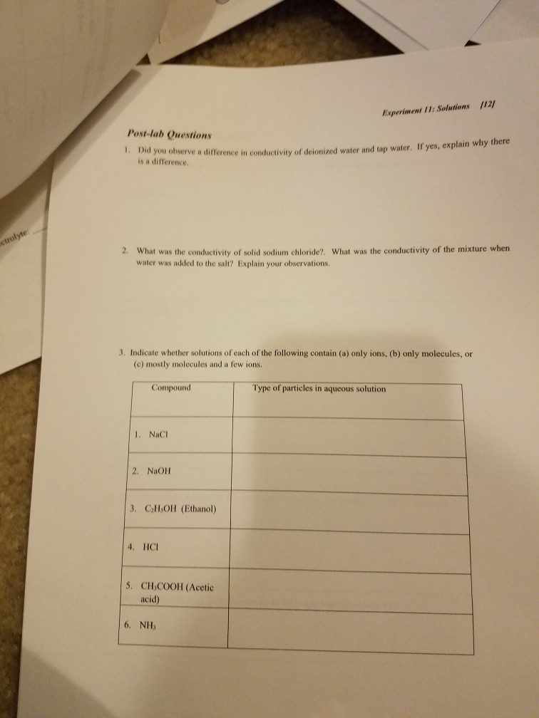 Solved (12/ Experiment 11 Solutions Postlab Questions 1.