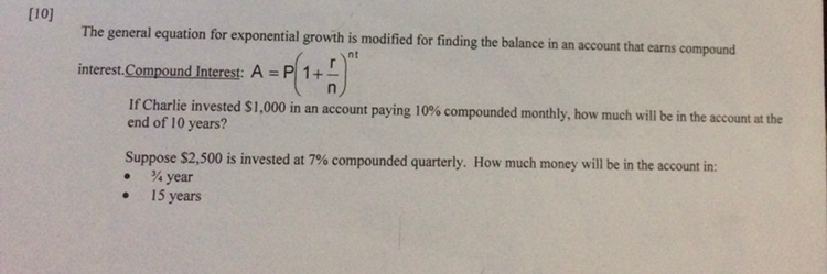 Solved 10 The General Equation For Exponential Growth Is Chegg Solved 10 The General Equation For Exponential Growth Is Chegg