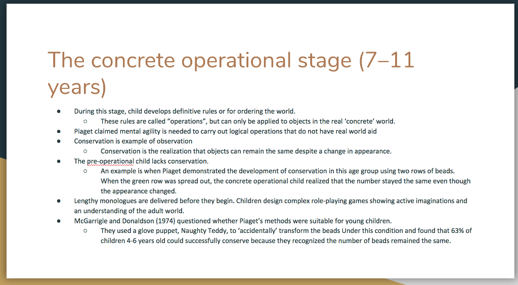 Solved The concrete operational stage years) During this | Chegg.com