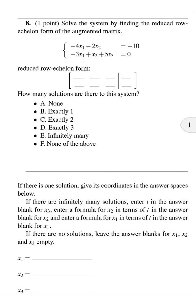 Solved Solve the system by finding the reduced row-echelon | Chegg.com