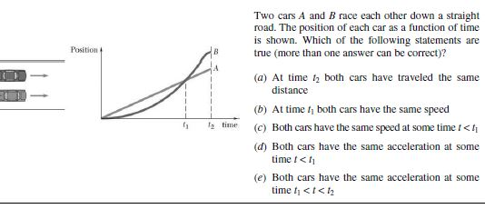 Solved Two Cars A And B Race Each Other Down A Straight | Chegg.com