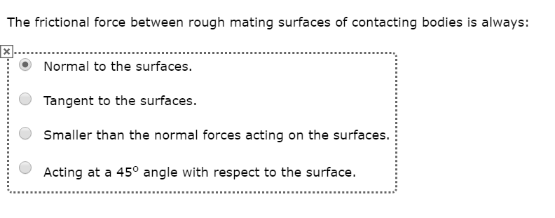 Solved The frictional force between rough mating surfaces of | Chegg.com