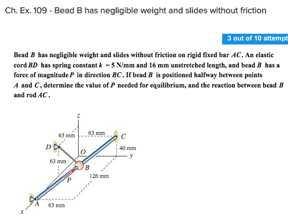 Friction Bead Problem Solved Ch. Ex. 109 Bead B has negligible weight and slides | Chegg.com