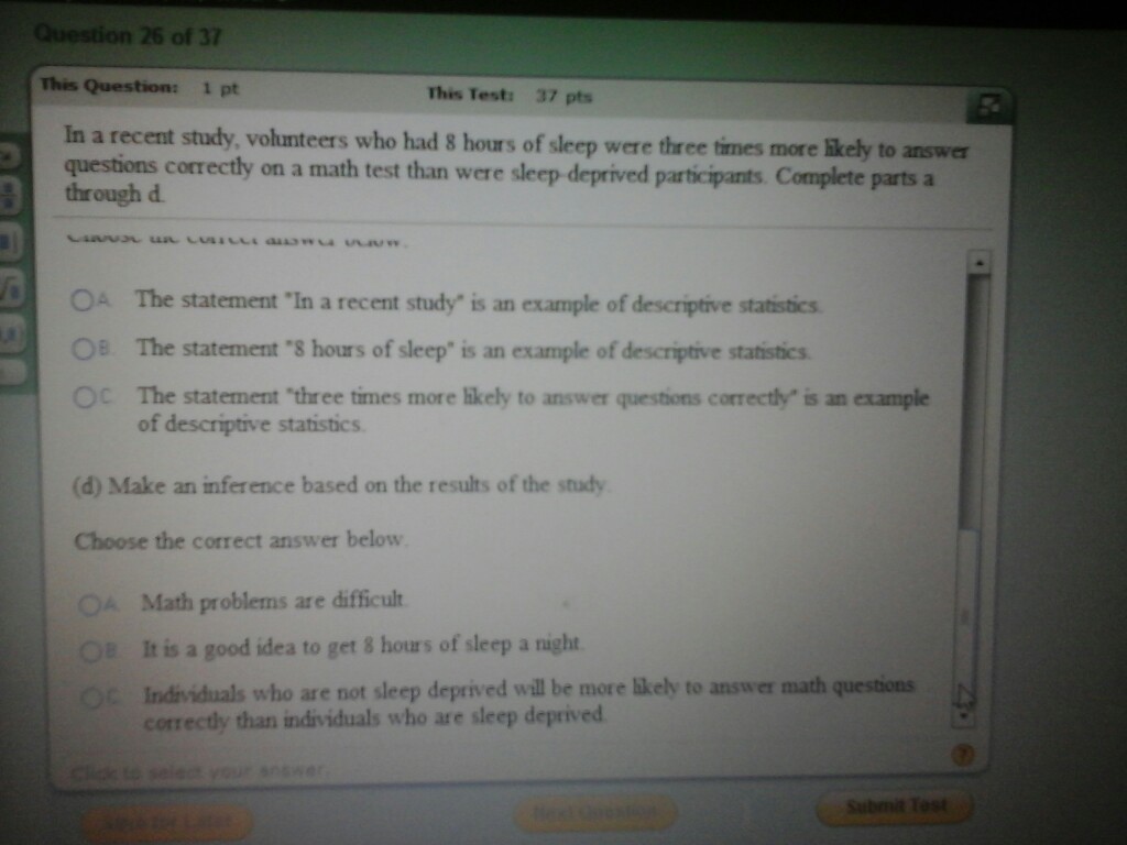 Solved 26 of 37 This Question 1pt This Test 37
