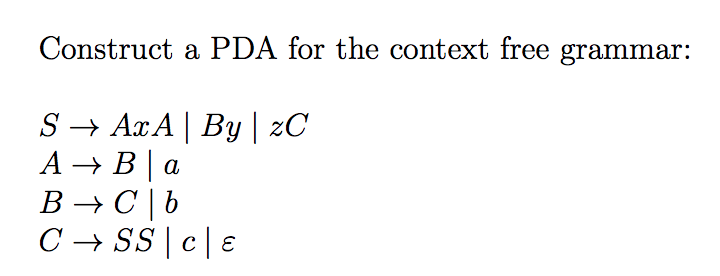 pda to recognize any context-free grammars