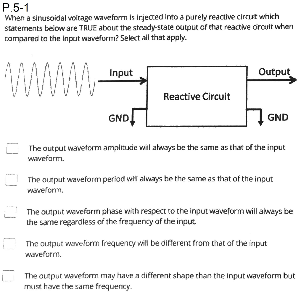 Solved P.5-1 When a sinusoidal voltage waveform is injected | Chegg.com