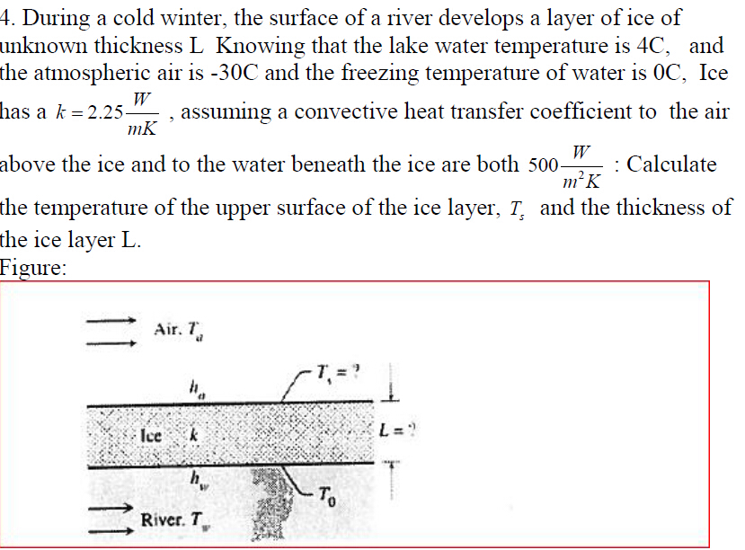 Solved During a cold winter, the surface of a river develops | Chegg.com