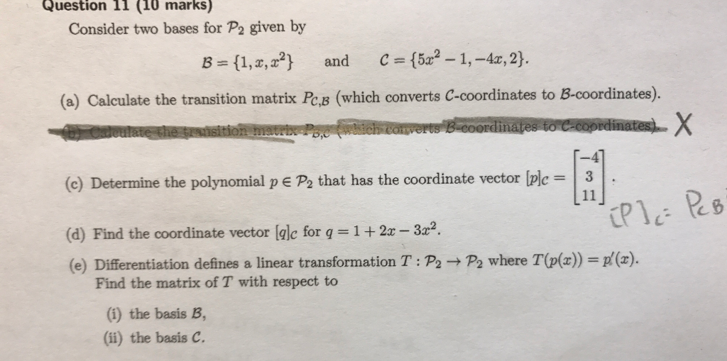 Solved Question 11 (1U marks) Consider two bases for P2