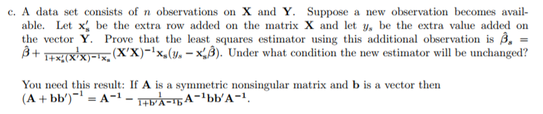 c. A data set consists of n observations on X and Y. | Chegg.com