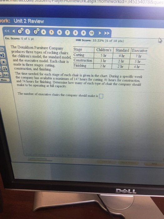 Solved The Donaldson Furniture Company produces three types