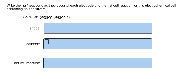 Solved: Write The Half-reactions As They Occur At Each Ele... | Chegg.com