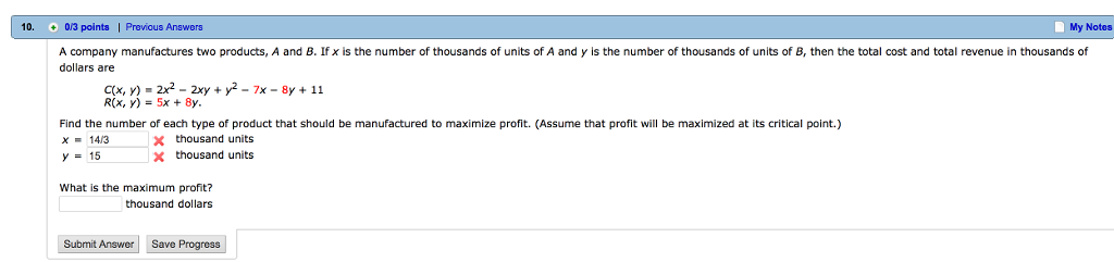 Solved A Company Manufactures Two Products, A And B. If X Is | Chegg.com