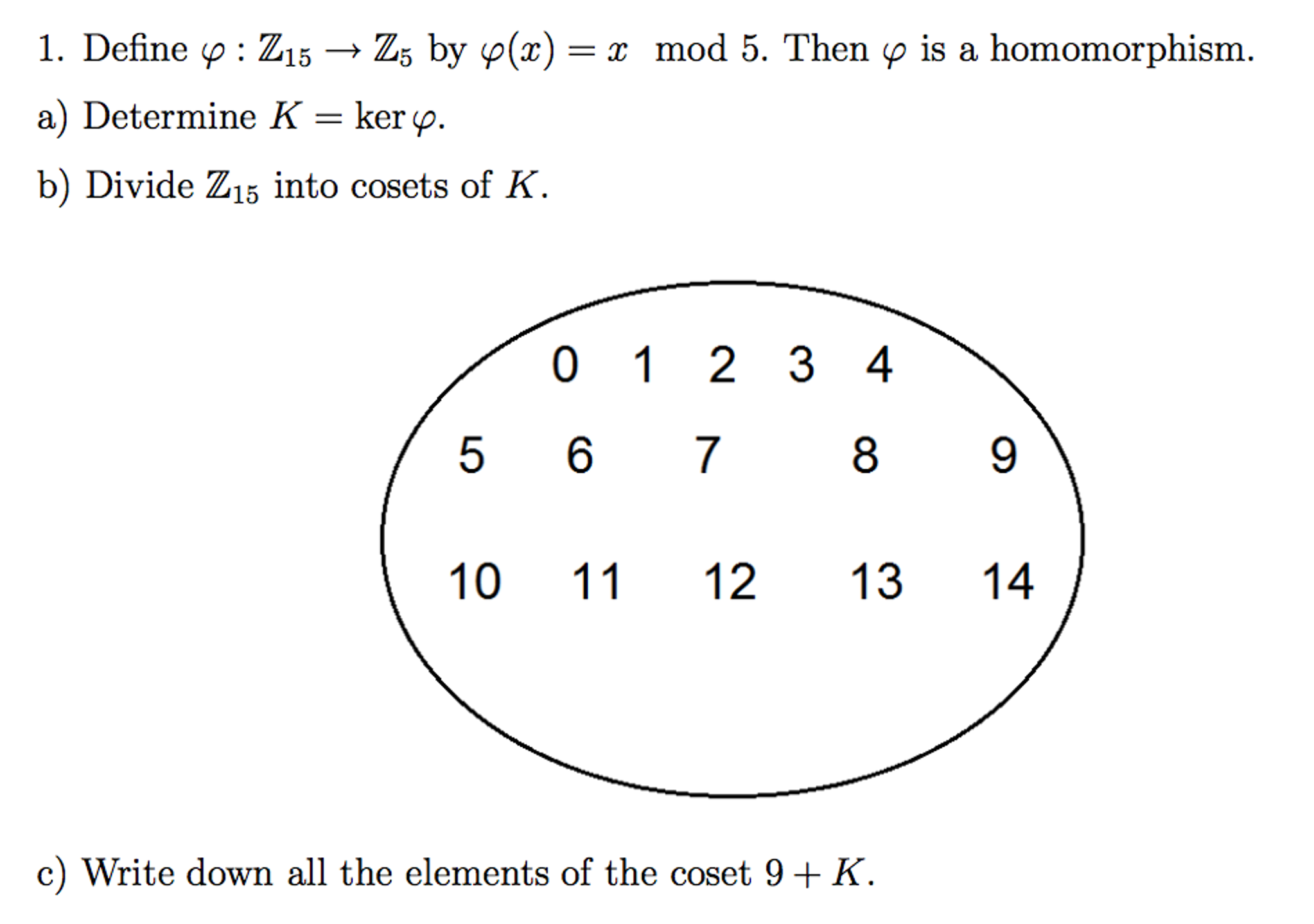 Solved Define phi Z_15 rightarrow Z_5 by phi(x) = x mod 5.