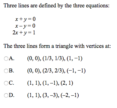 Solved Three lines are defined by the three equations: x + | Chegg.com