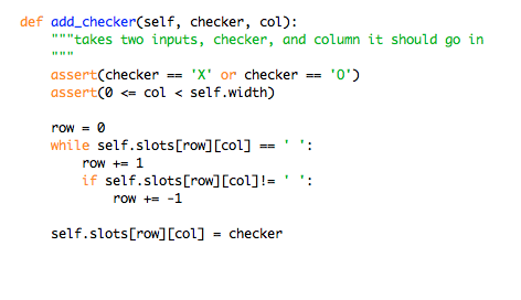 Write a method add_checker(self, checker, col) that | Chegg.com