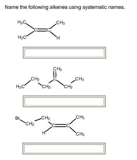 Solved Name the following alkenes using systematic names. | Chegg.com