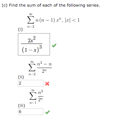 Solved Find the sum of each of the following series. | Chegg.com