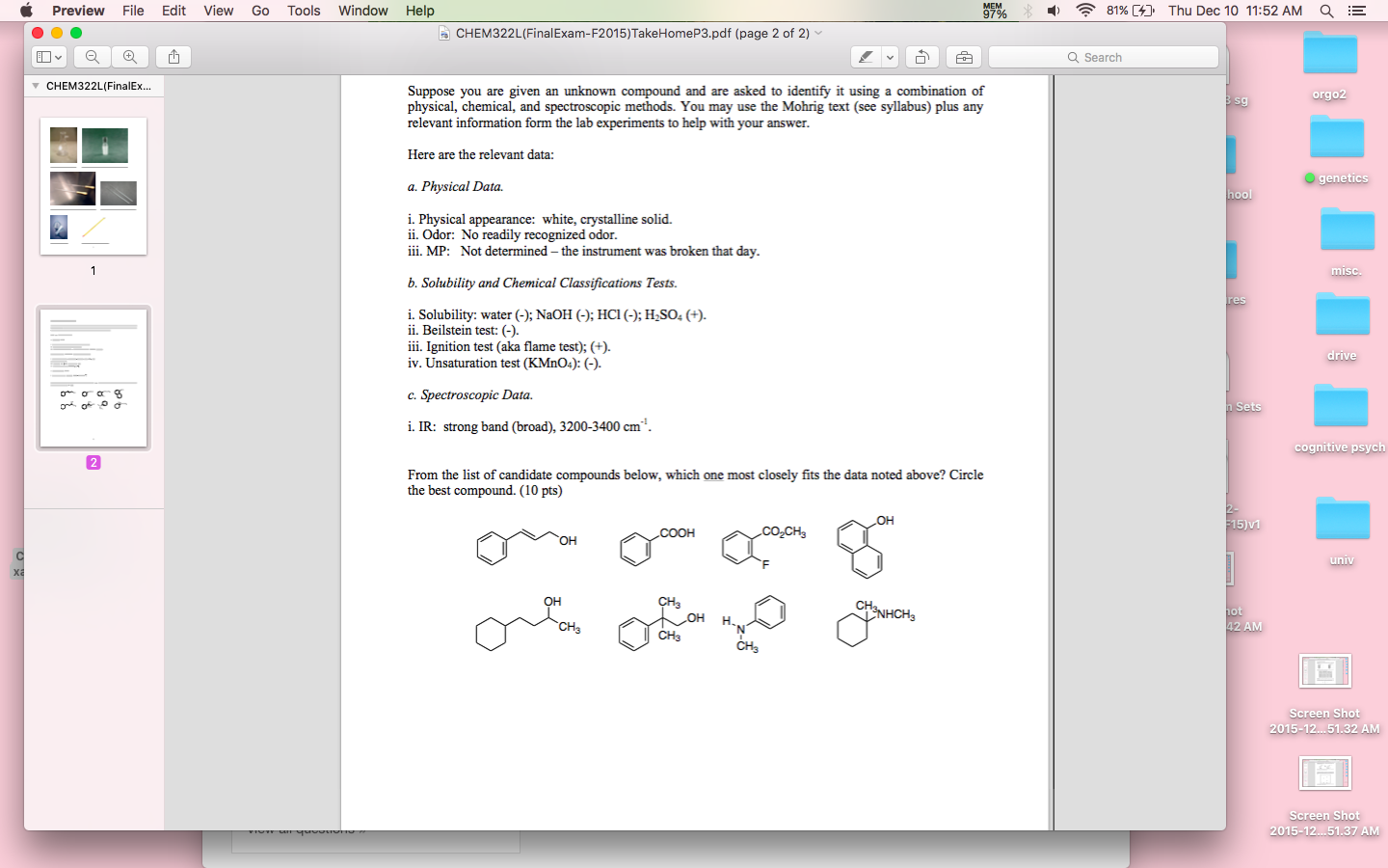 Solved Suppose you are given an unknown compound and are | Chegg.com