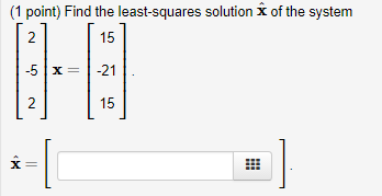 Solved (1 point) Find the least-squares solution x of the | Chegg.com