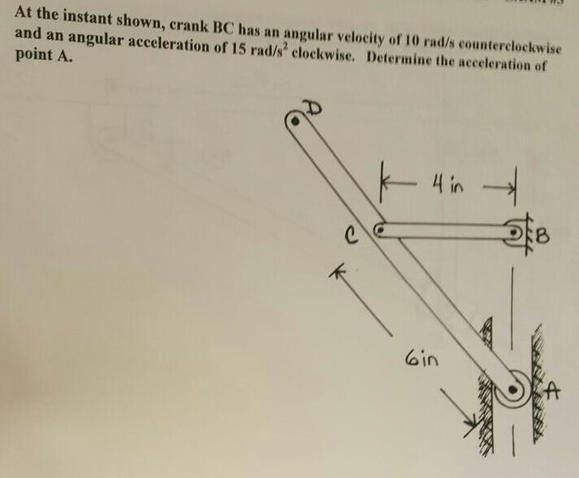 At The Instant Shown Crank BC Has An Angular Chegg