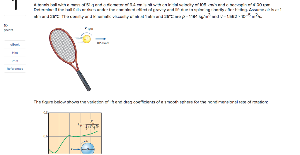 Solved A tennis ball with a mass of 51 g and a diameter of