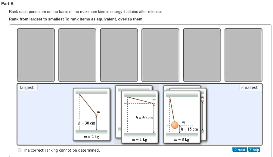 Solved Six pendulums of various masses m are released from