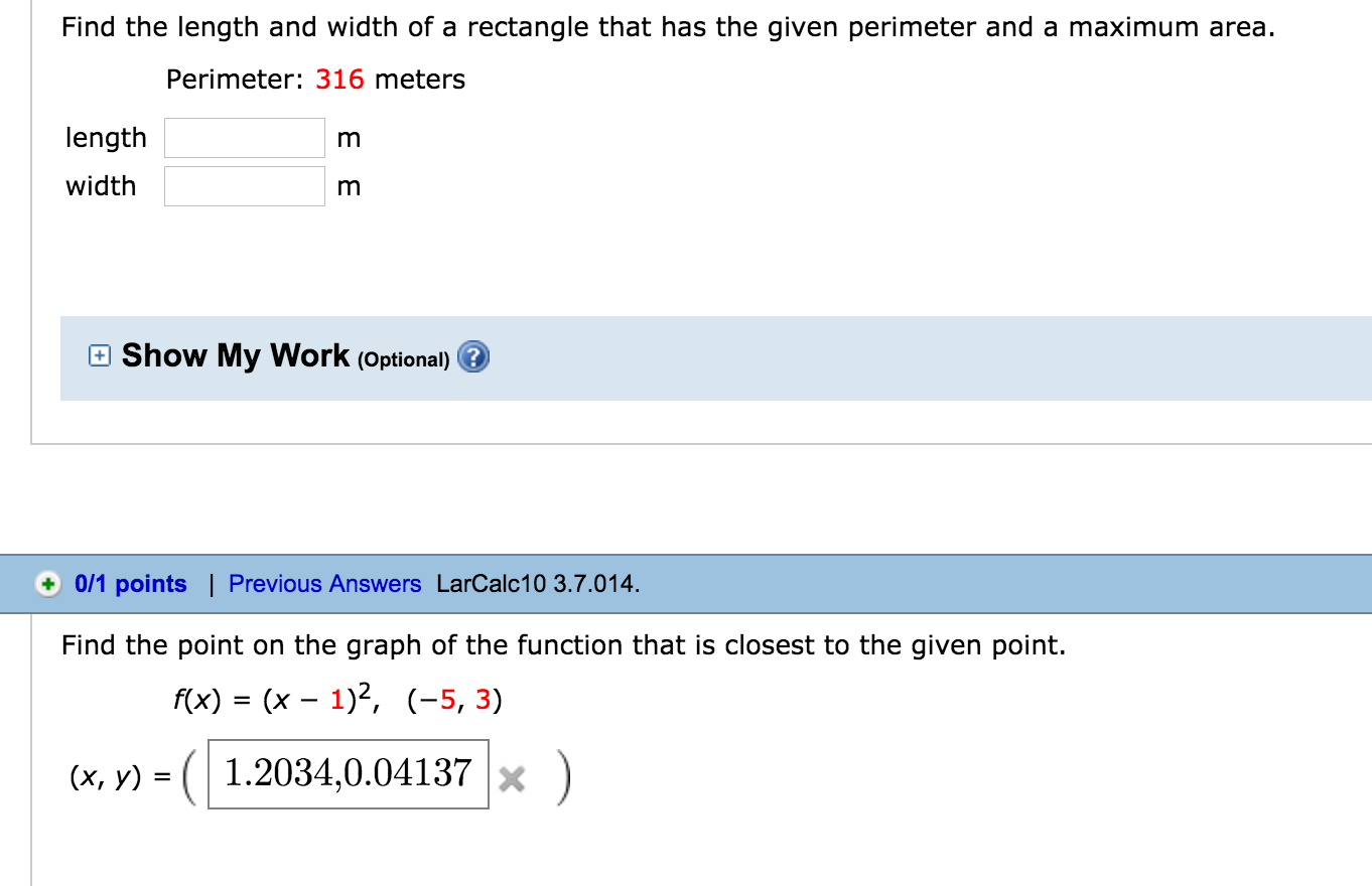 find maximum area of rectangle given perimeter