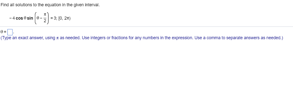 Solved Find all solutions to the equation in the given | Chegg.com