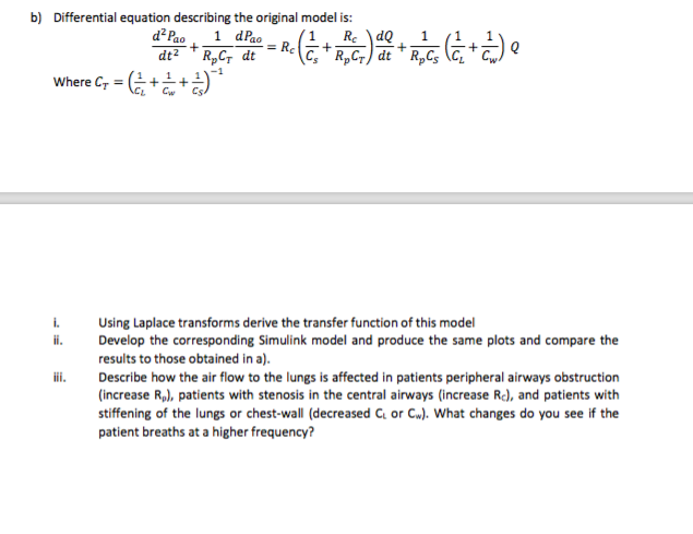 Solved B) Differential Equation Describing The Original | Chegg.com